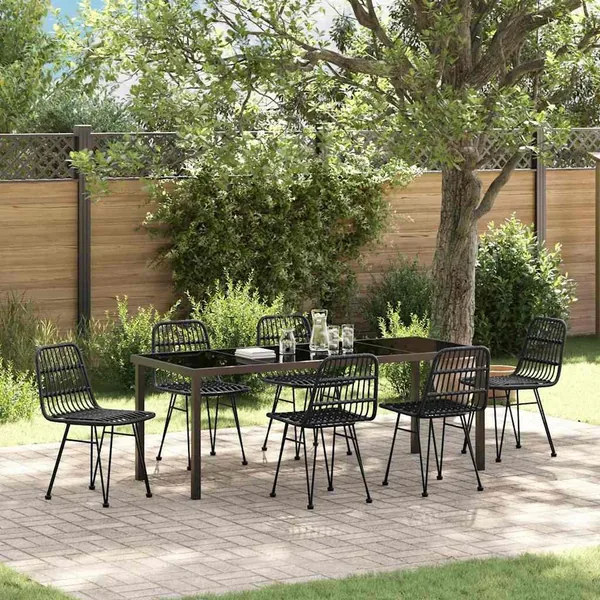 Ensemble de salle à manger pour jardin 7 pcs Noir