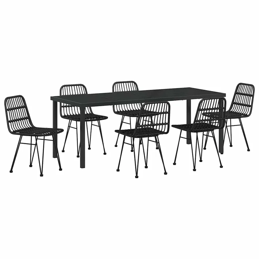 Ensemble de salle à manger pour jardin 7 pcs Noir - 2