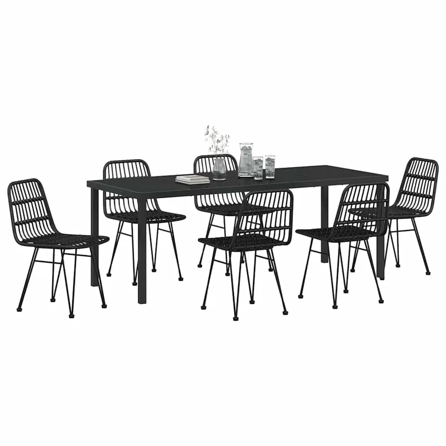 Ensemble de salle à manger pour jardin 7 pcs Noir - 3
