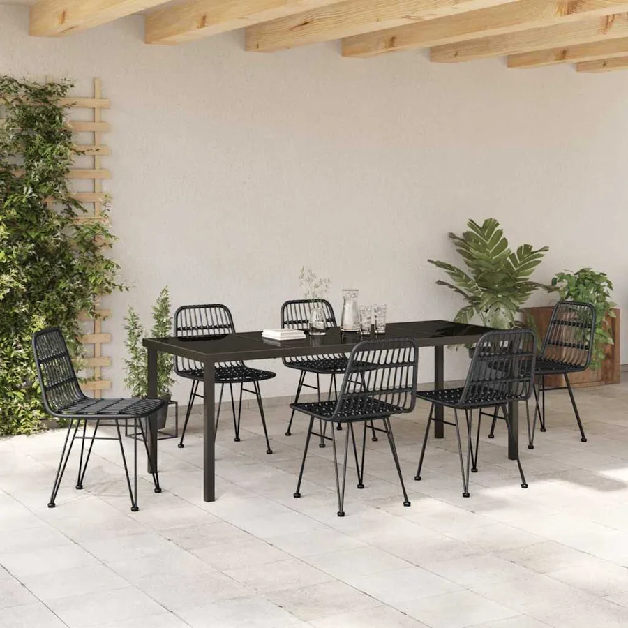 Ensemble de salle à manger pour jardin 7 pcs Noir - 4