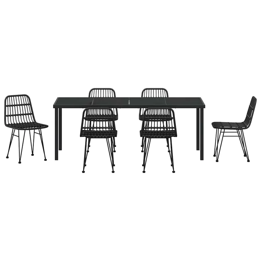Ensemble de salle à manger pour jardin 7 pcs Noir - 7