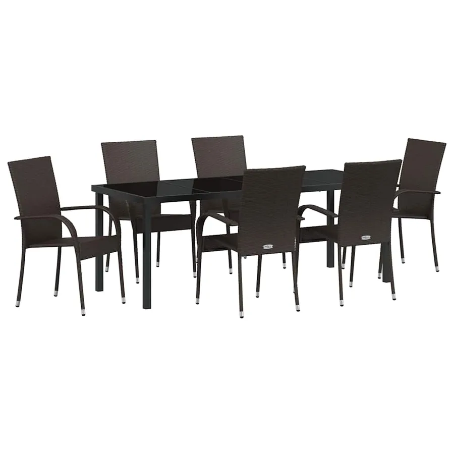 Ensemble de salle à manger pour jardin 7 pcs Marron - 2