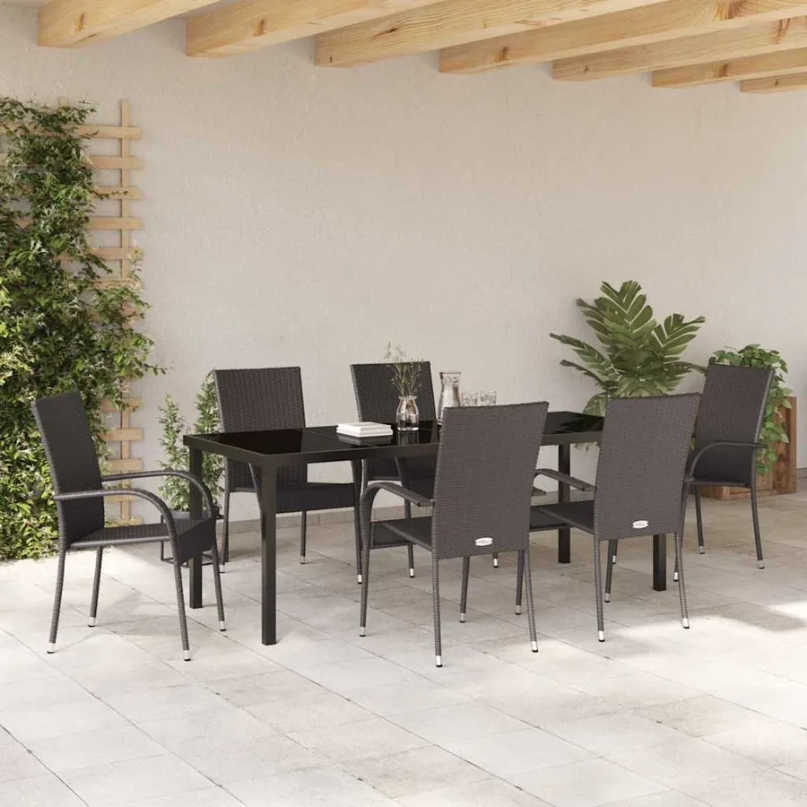 Ensemble de salle à manger pour jardin 7 pcs Marron - 4