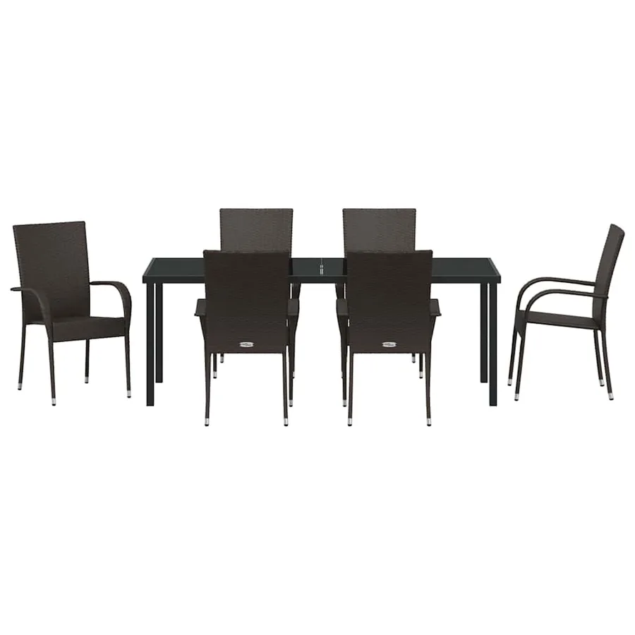 Ensemble de salle à manger pour jardin 7 pcs Marron - 7