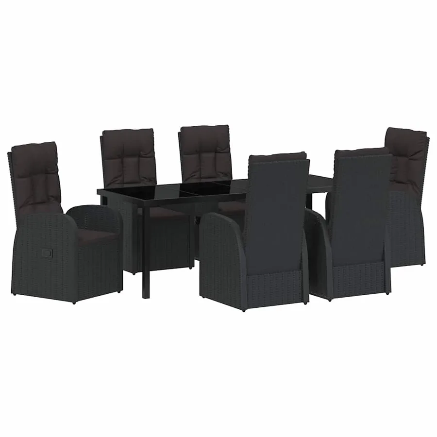 Ensemble de salle à manger pour jardin 7 pcs Noir polyrotin - 2