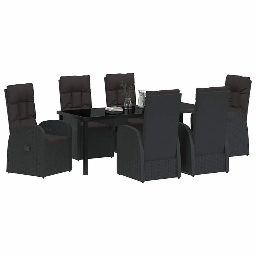 Ensemble de salle à manger pour jardin 7 pcs Noir polyrotin - 3