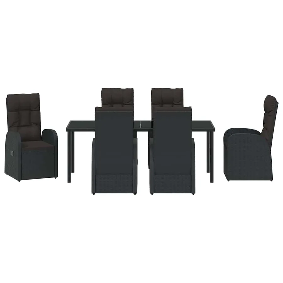 Ensemble de salle à manger pour jardin 7 pcs Noir polyrotin - 7