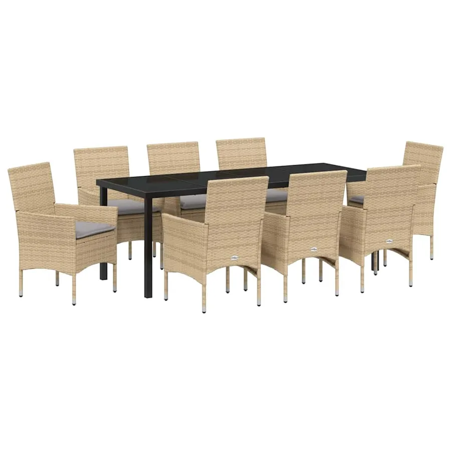 Ensemble de salle à manger pour jardin 9 pcs Beige polyrotin - 2