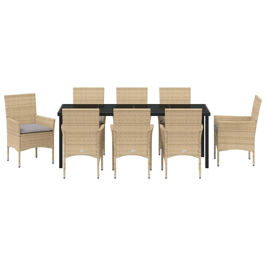 Ensemble de salle à manger pour jardin 9 pcs Beige polyrotin - 7