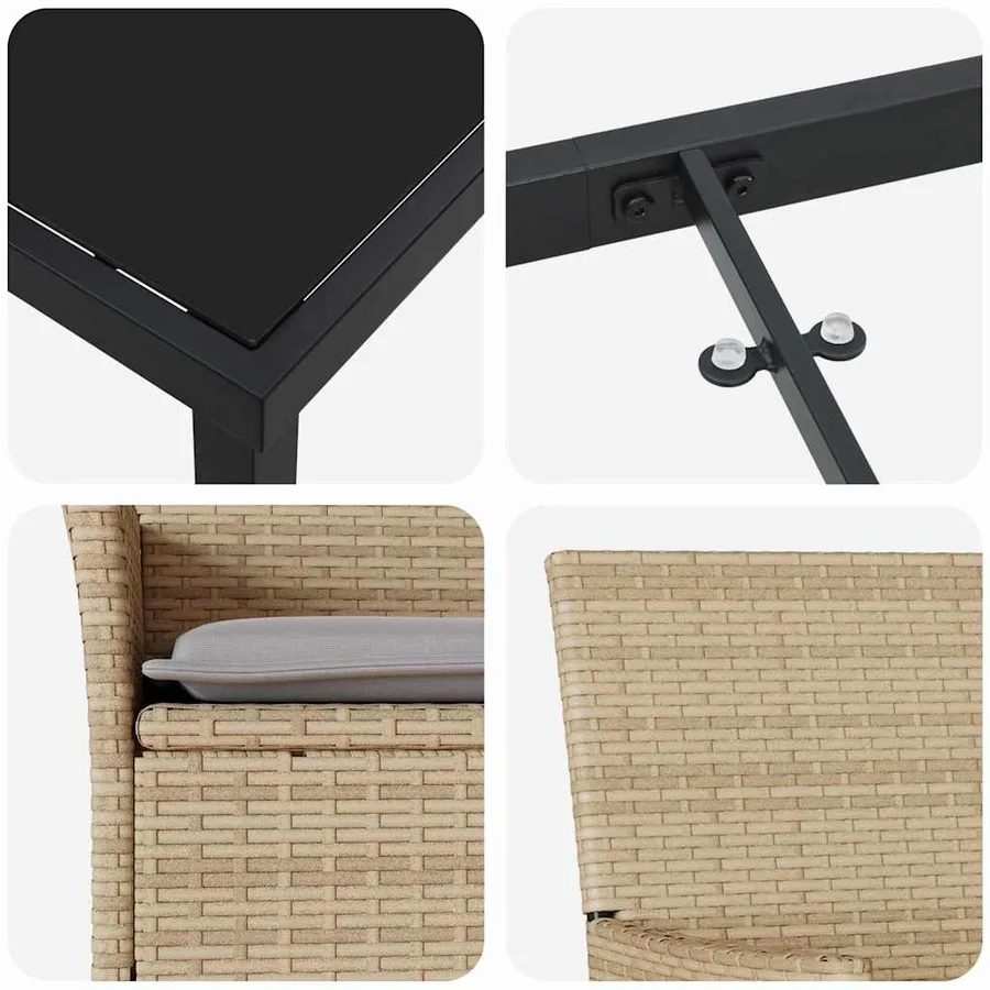 Ensemble de salle à manger pour jardin 9 pcs Beige polyrotin - 9