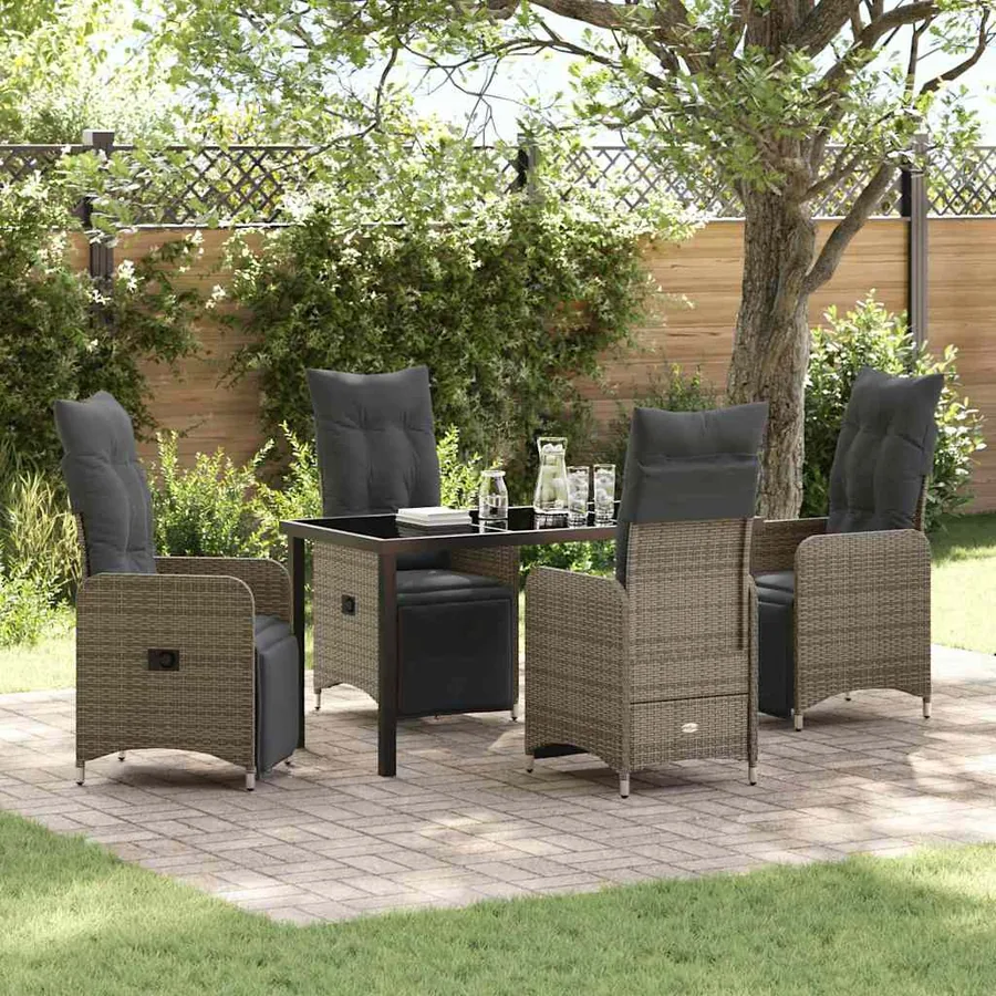Ensemble de salle à manger pour jardin 5 pcs Gris polyrotin