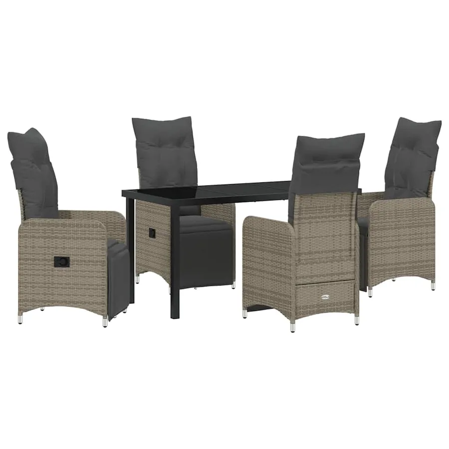 Ensemble de salle à manger pour jardin 5 pcs Gris polyrotin - 2