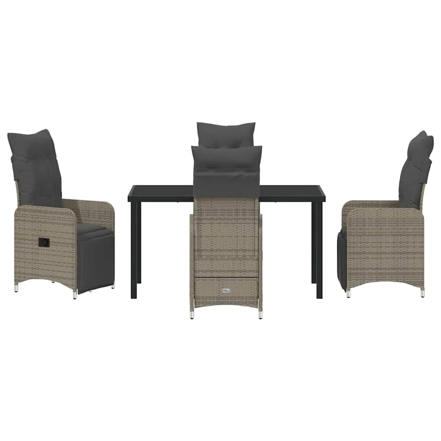 Ensemble de salle à manger pour jardin 5 pcs Gris polyrotin - 7
