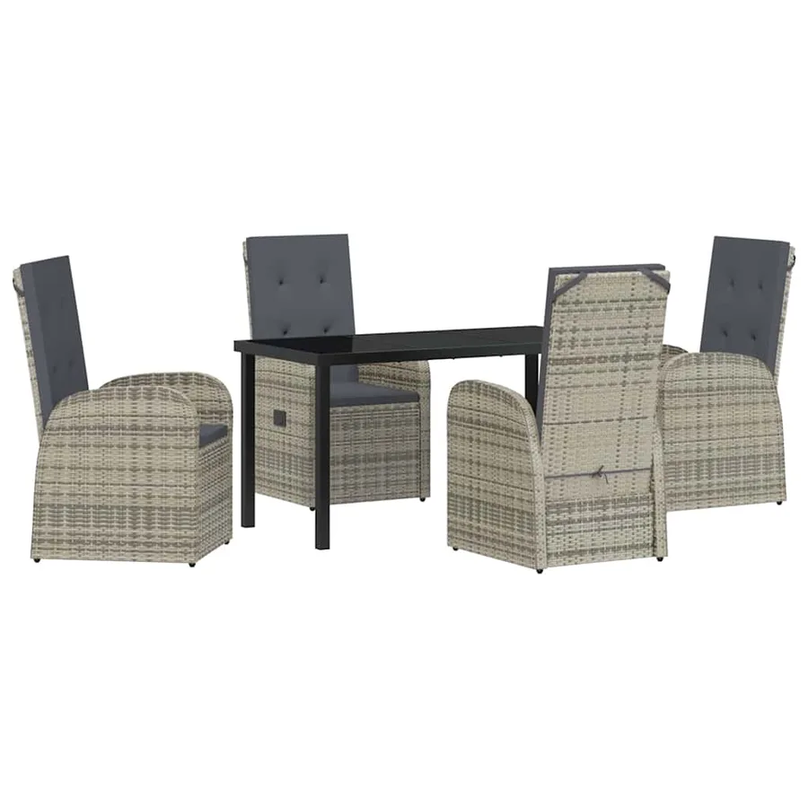Ensemble de salle à manger pour jardin 5 pcs Gris polyrotin - 2