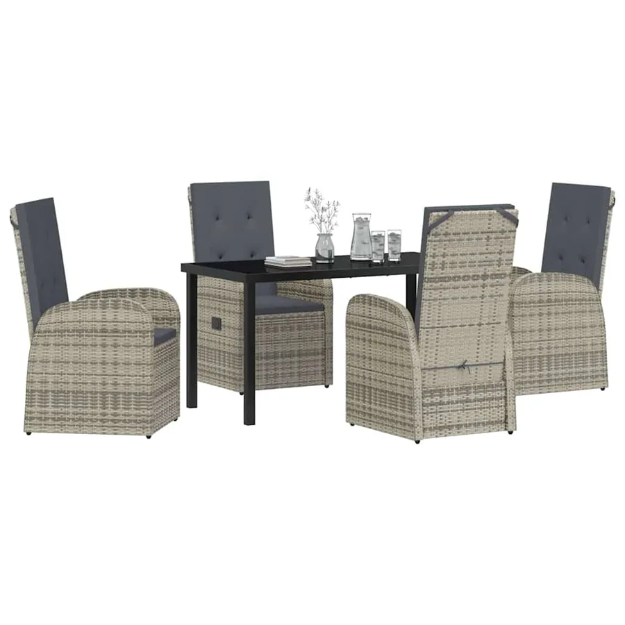 Ensemble de salle à manger pour jardin 5 pcs Gris polyrotin - 3