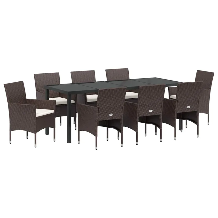 Ensemble de salle à manger pour jardin 9 pcs Marron polyrotin - 2