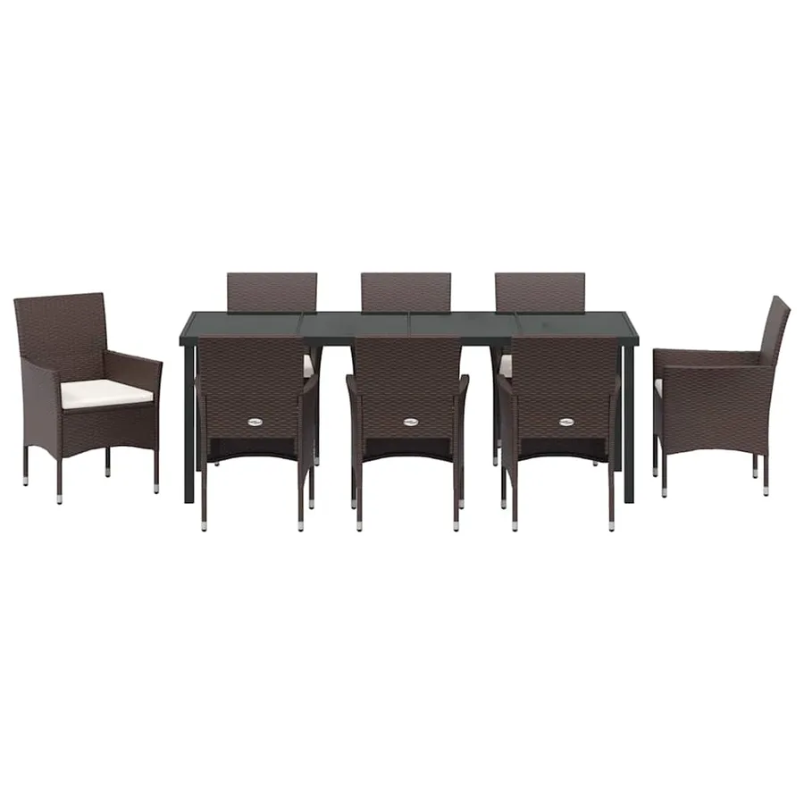 Ensemble de salle à manger pour jardin 9 pcs Marron polyrotin - 7