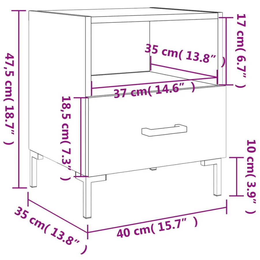 Tables de chevet 2pcs chêne fumé 40x35x47,5cm bois d’ingénierie - 13