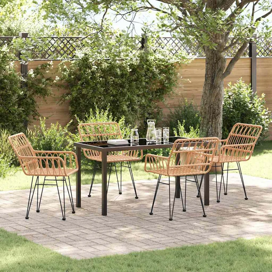 Ensemble de salle à manger pour jardin 5 pcs Marron
