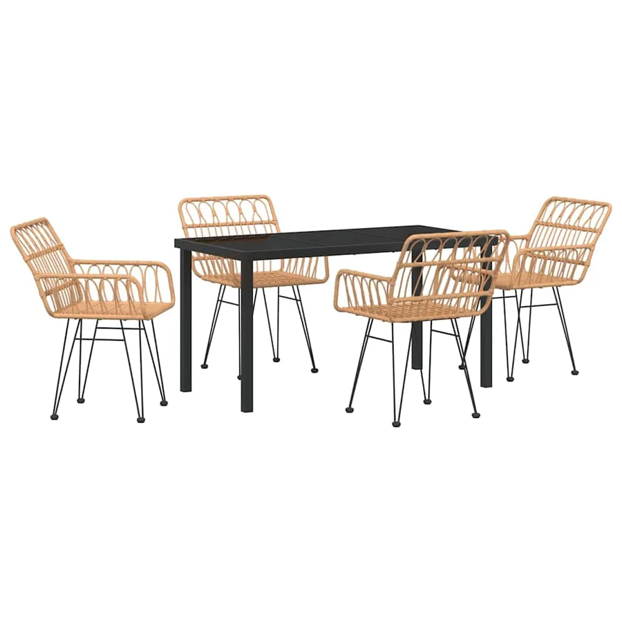Ensemble de salle à manger pour jardin 5 pcs Marron - 2