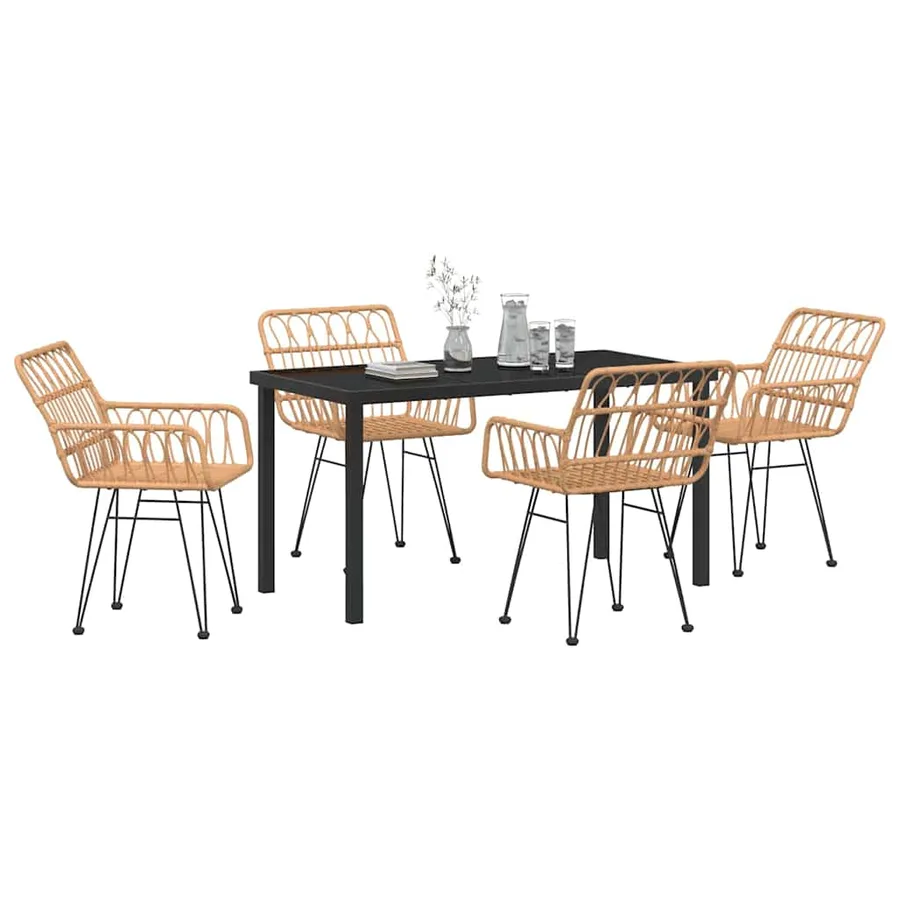 Ensemble de salle à manger pour jardin 5 pcs Marron - 3