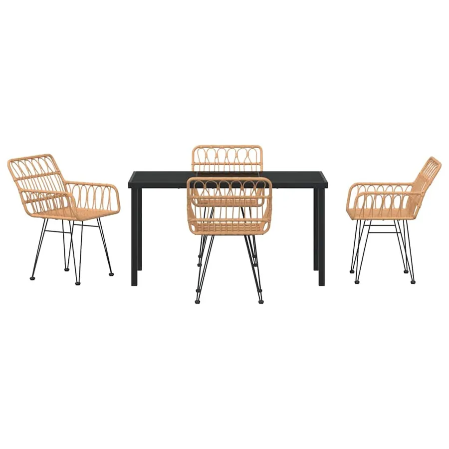 Ensemble de salle à manger pour jardin 5 pcs Marron - 7