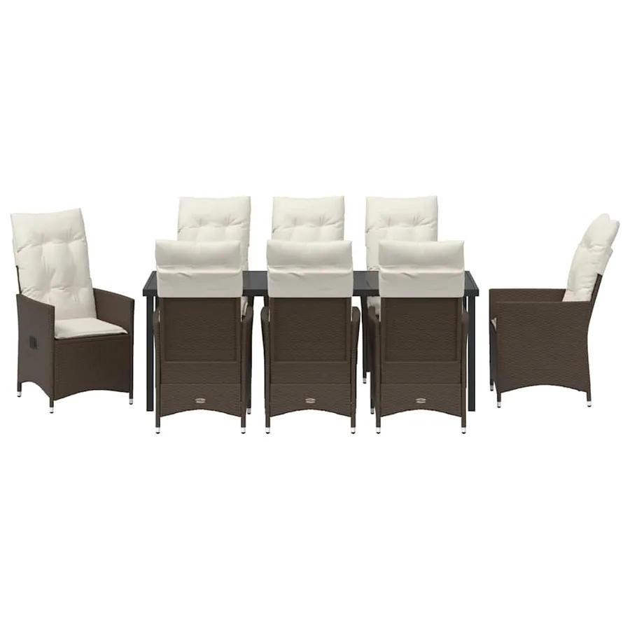 Ensemble de salle à manger pour jardin 9 pcs Marron polyrotin - 7
