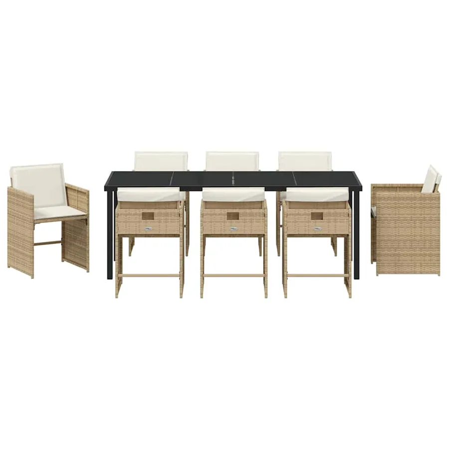 Ensemble de salle à manger pour jardin 9 pcs Beige polyrotin - 7