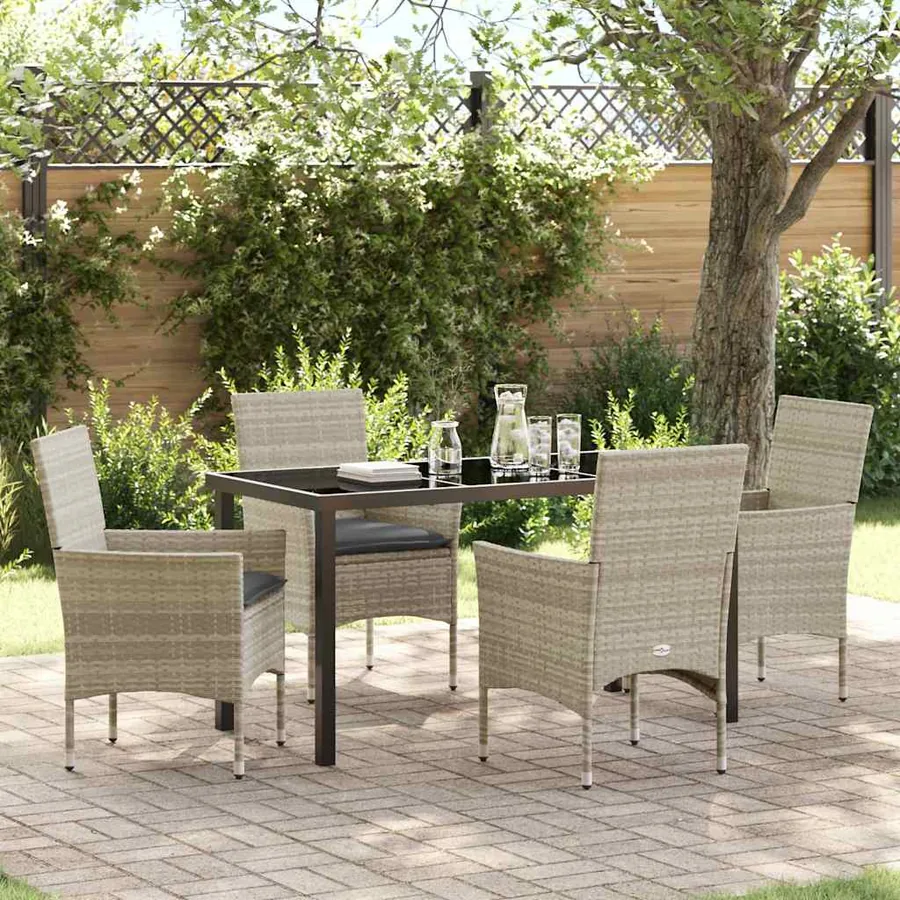 Ensemble de salle à manger pour jardin 5 pcs Gris clair
