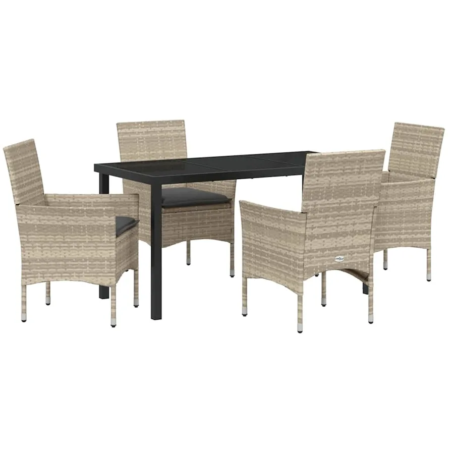 Ensemble de salle à manger pour jardin 5 pcs Gris clair - 2