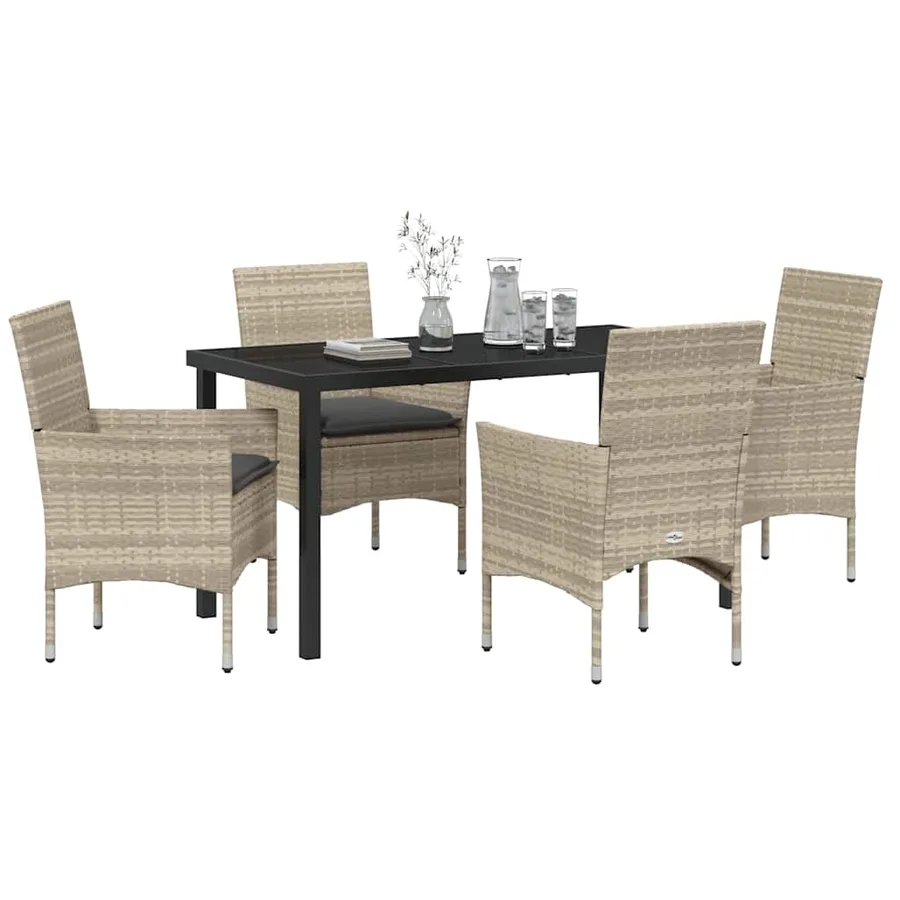 Ensemble de salle à manger pour jardin 5 pcs Gris clair - 3