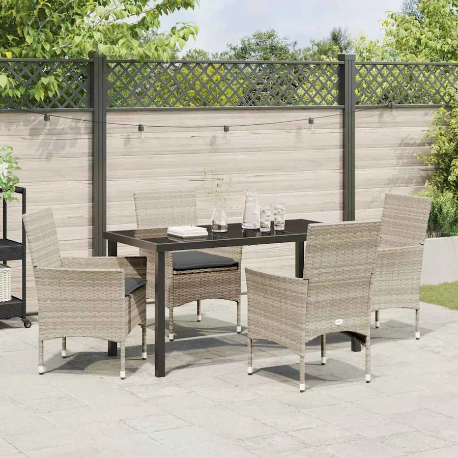 Ensemble de salle à manger pour jardin 5 pcs Gris clair - 4