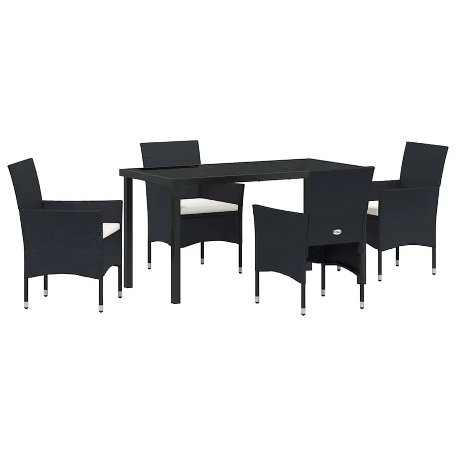 Ensemble de salle à manger pour jardin 5 pcs Noir polyrotin - 2