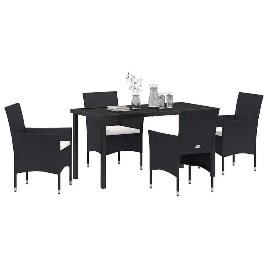 Ensemble de salle à manger pour jardin 5 pcs Noir polyrotin - 3