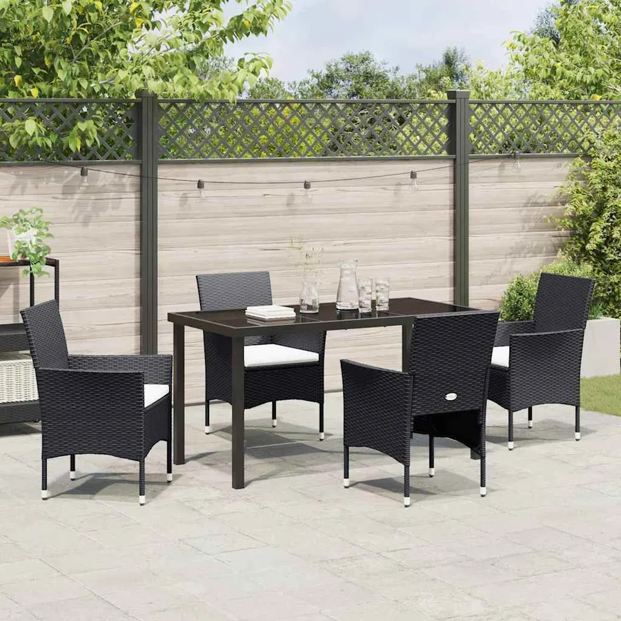 Ensemble de salle à manger pour jardin 5 pcs Noir polyrotin - 4