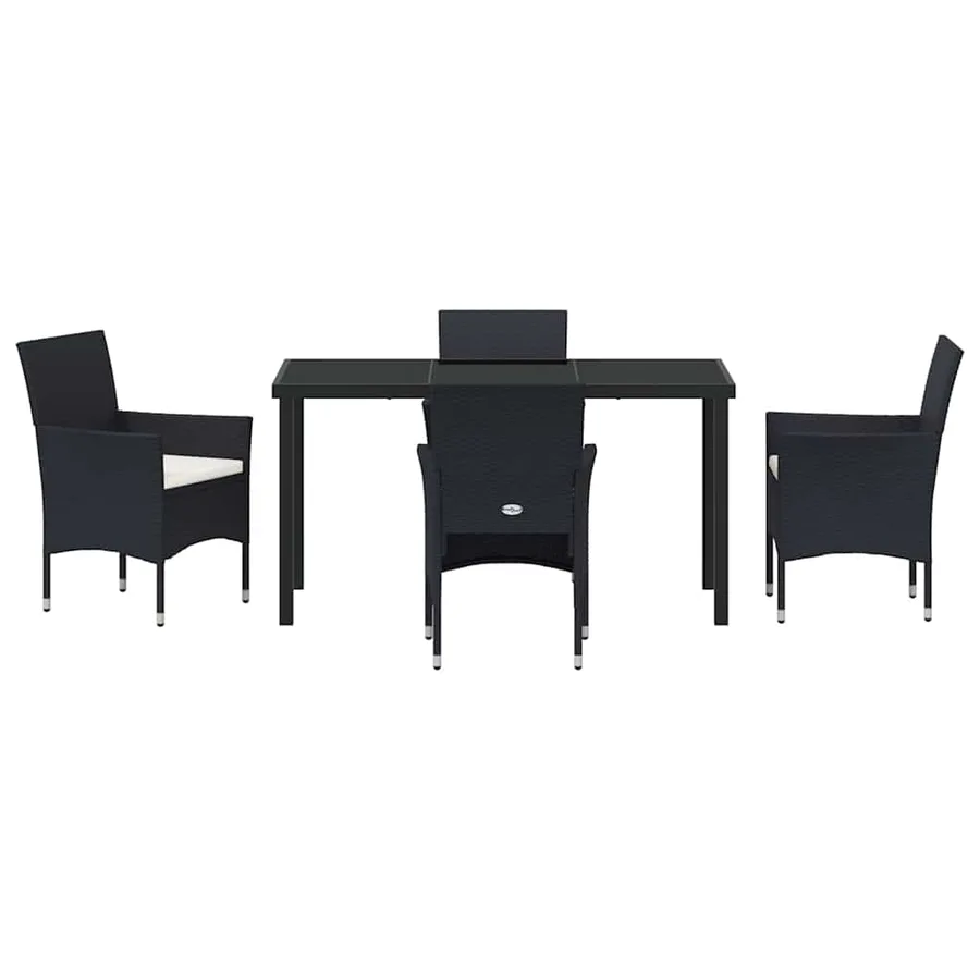 Ensemble de salle à manger pour jardin 5 pcs Noir polyrotin - 7