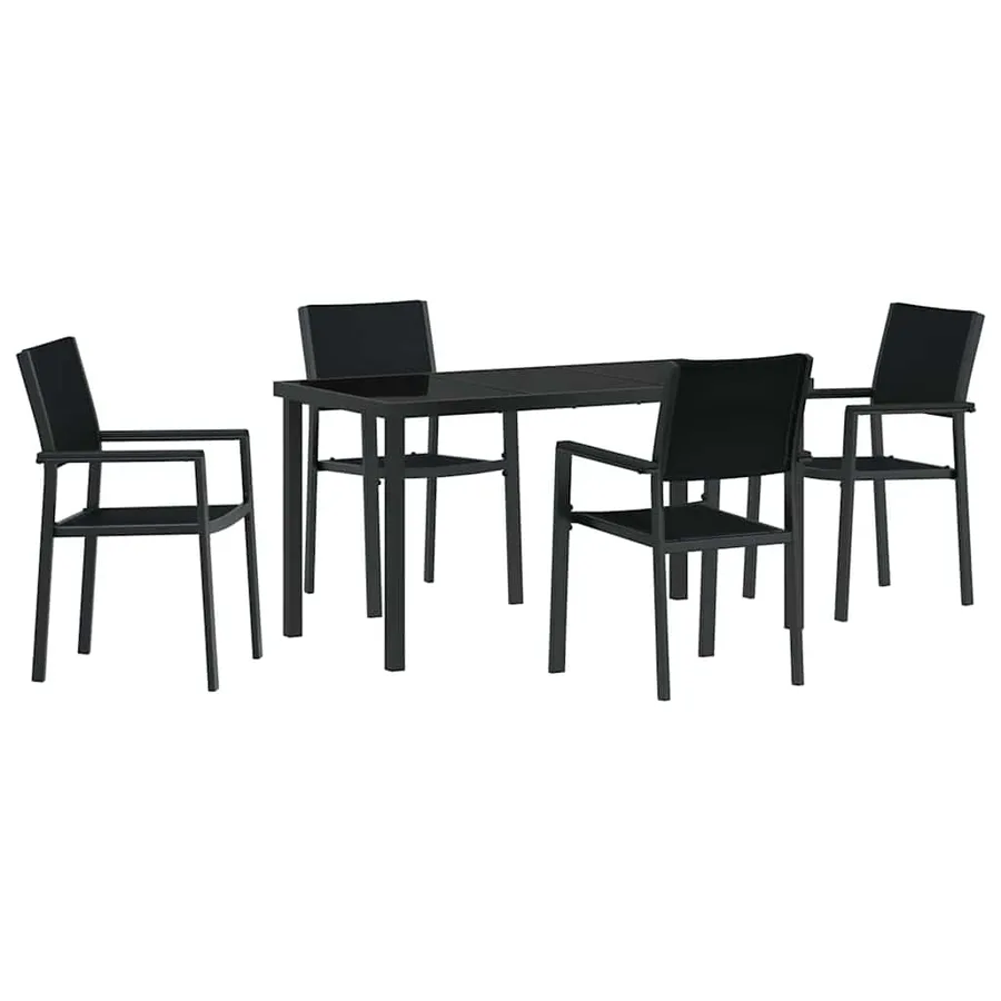 Ensemble de salle à manger pour jardin 5 pcs Noir - 2