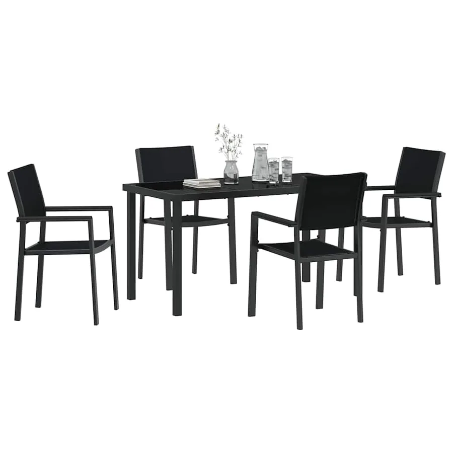 Ensemble de salle à manger pour jardin 5 pcs Noir - 3