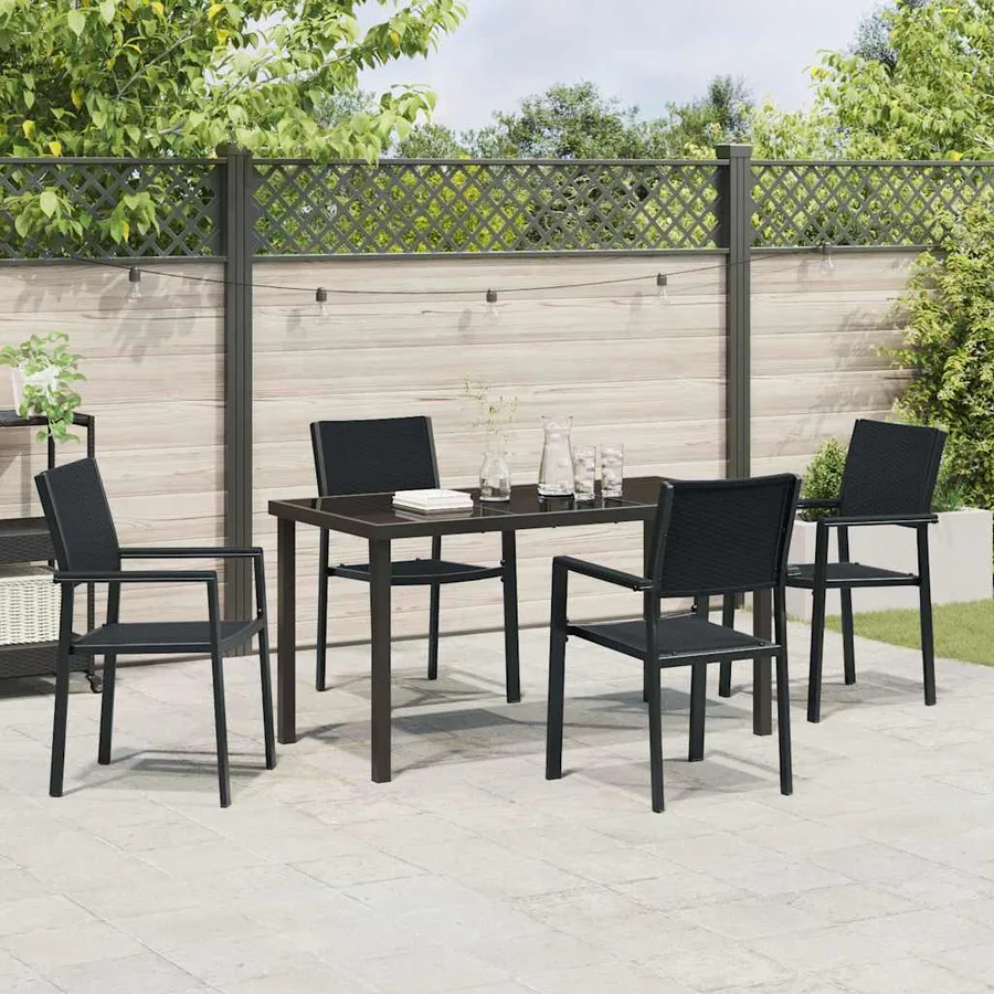 Ensemble de salle à manger pour jardin 5 pcs Noir - 4