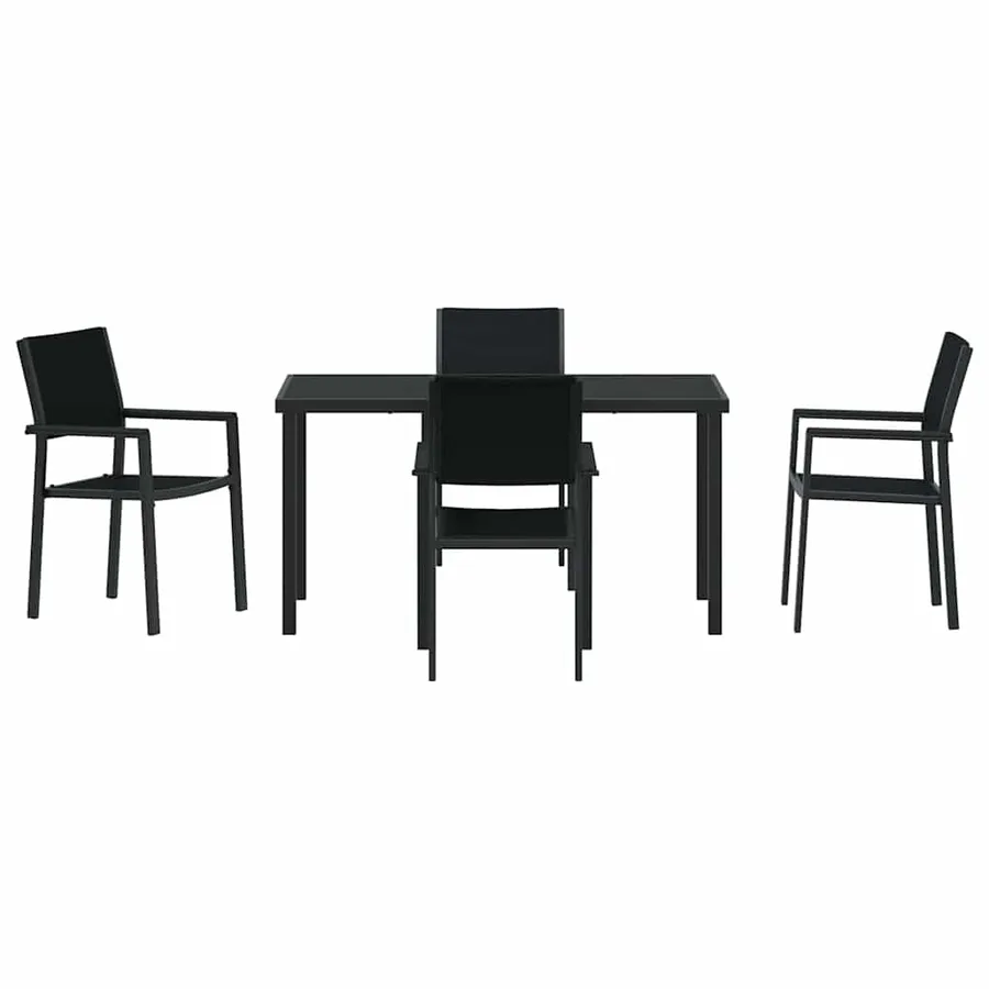 Ensemble de salle à manger pour jardin 5 pcs Noir - 7