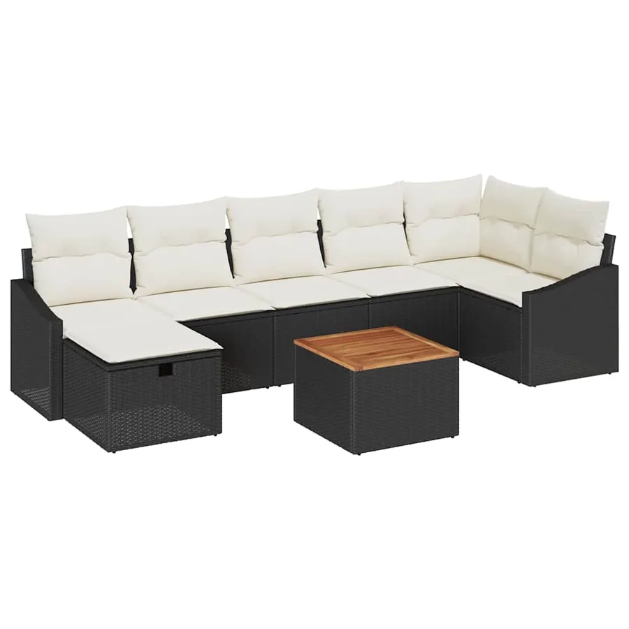 Ensemble de canapé de jardin avec coussin 8 pcs Noir polyrotin - 2