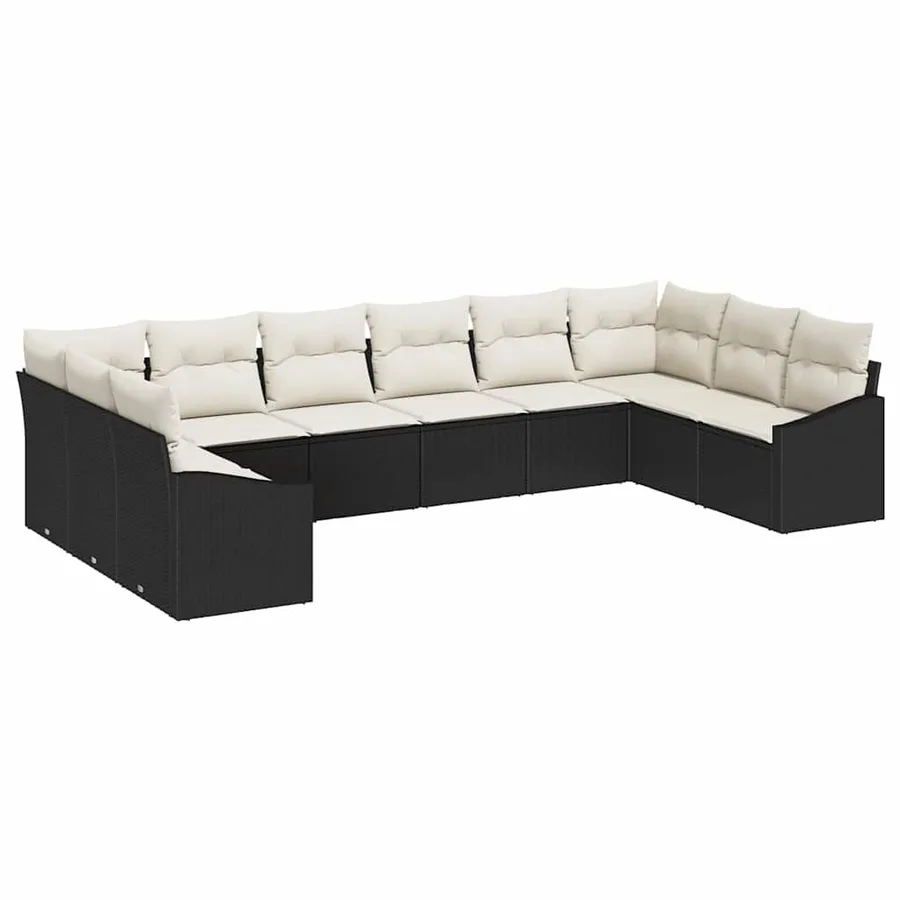 Ensemble de Canapés avec coussin 10 pcs Noir polyrotin - 2