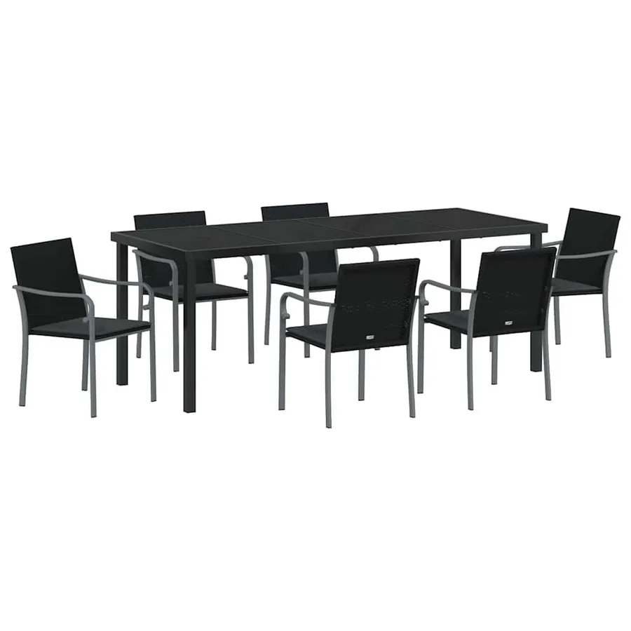 Ensemble de salle à manger pour jardin 7 pcs Noir et gris - 2