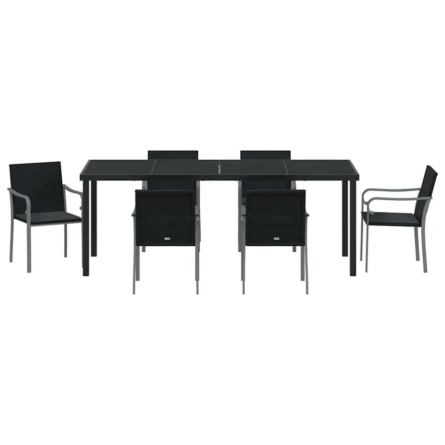 Ensemble de salle à manger pour jardin 7 pcs Noir et gris - 7