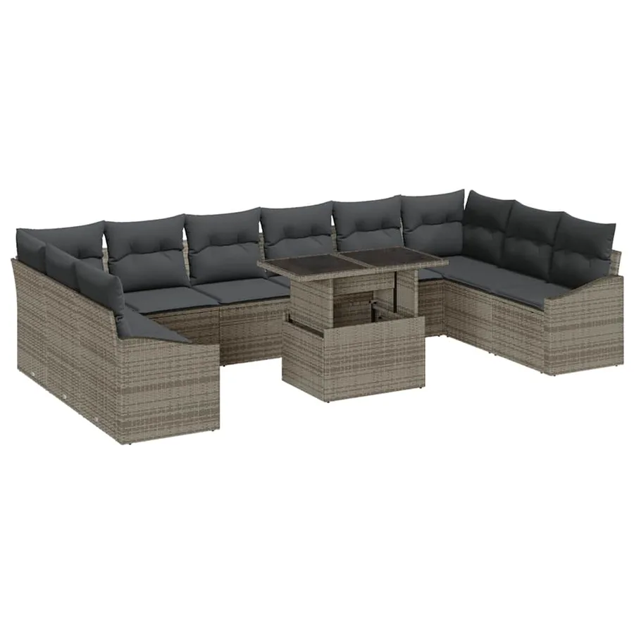 Ensemble de Canapés avec coussin 11 pcs Gris polyrotin - 2