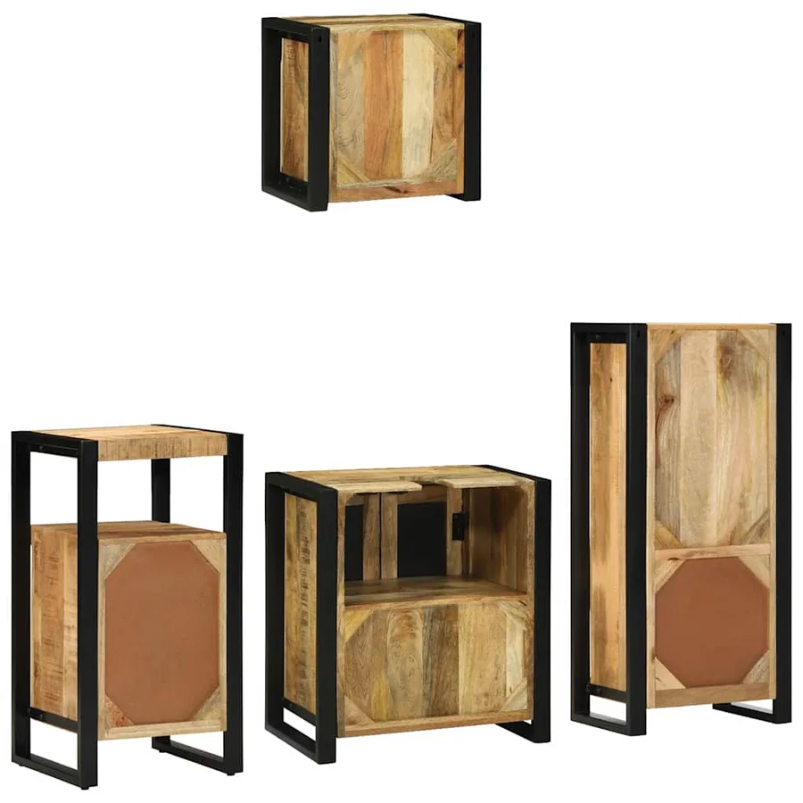 Ensemble de mobilier de salle de bain 4 pcs Marron et Noir - 9