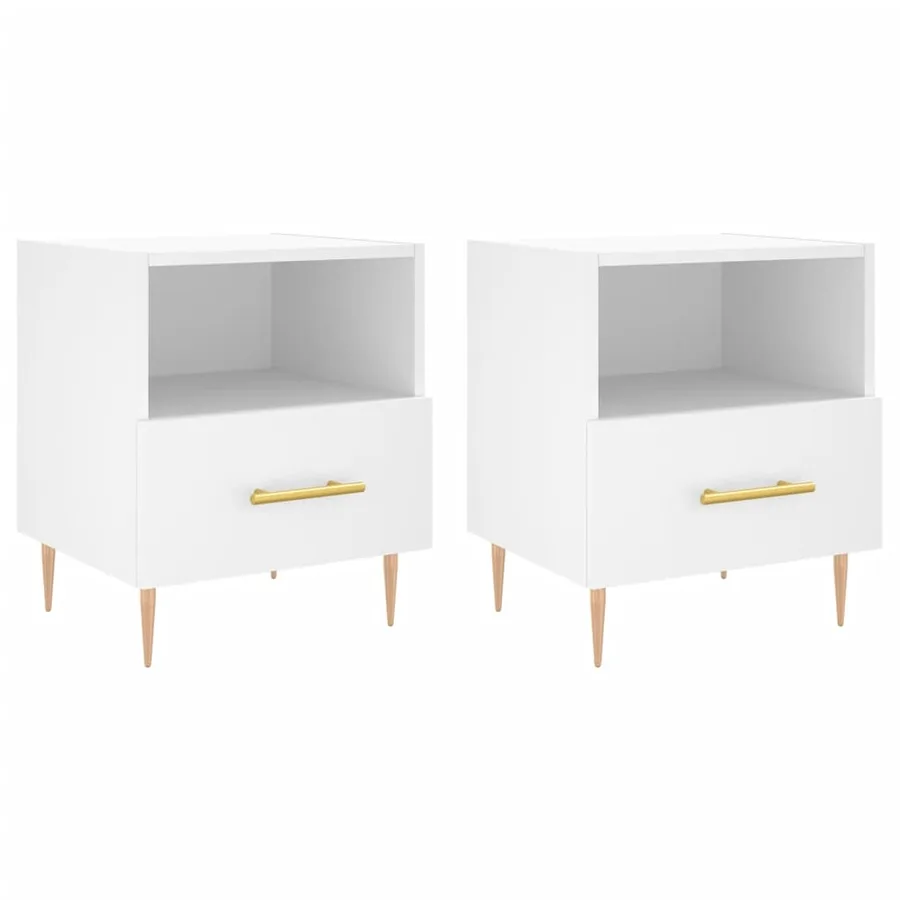 Tables de chevet 2 pcs blanc 40x35x47,5 cm bois d’ingénierie - 2