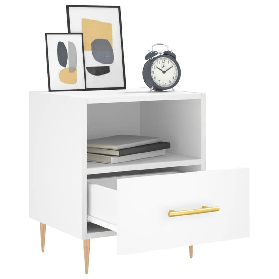 Tables de chevet 2 pcs blanc 40x35x47,5 cm bois d’ingénierie - 4
