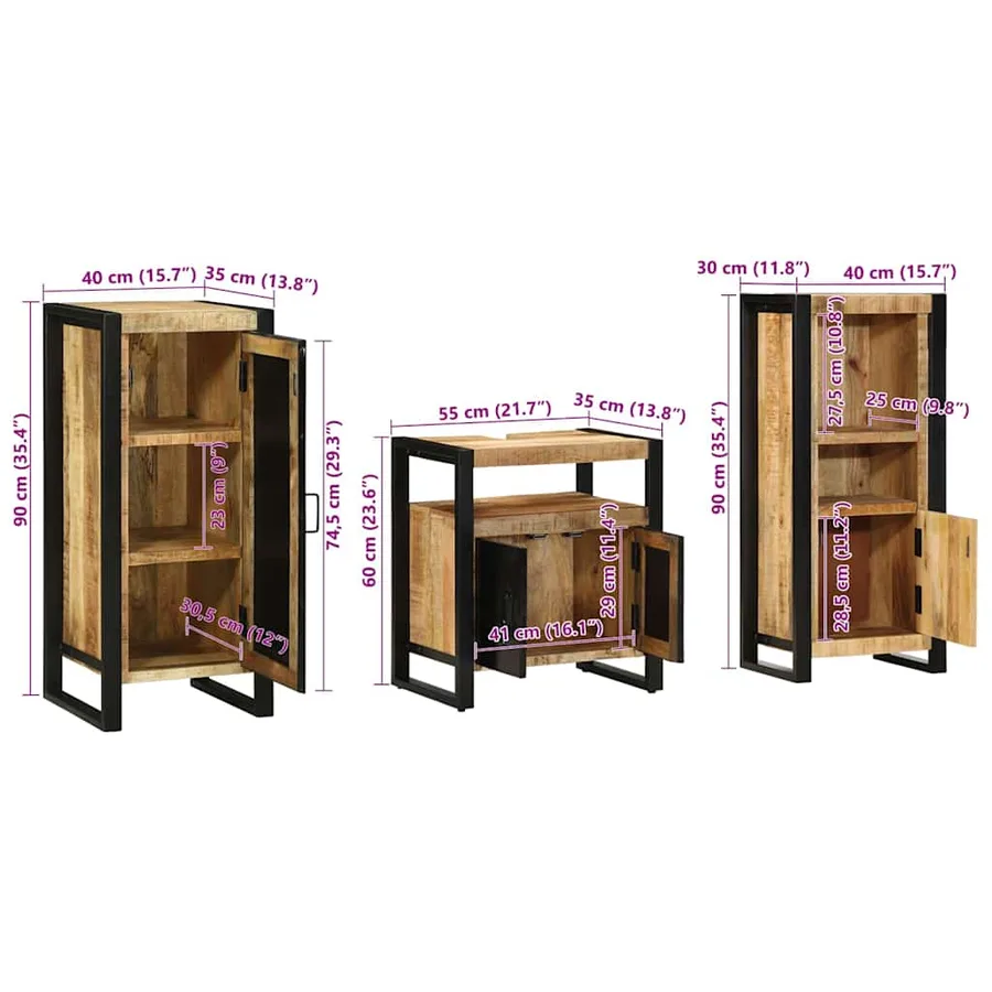 Ensemble de mobilier de salle de bain 3 pcs Marron et Noir - 14