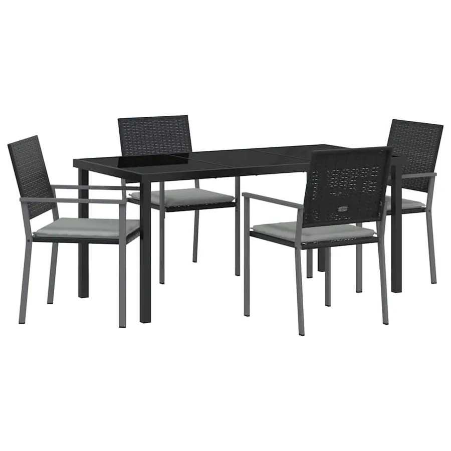Ensemble de salle à manger pour jardin 5 pcs Noir et Gris Clair - 2